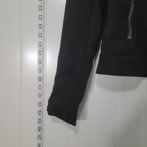 Philosophy Grunge Glam Rock Faux Suede Full Zip Asymmetrical Moto Biker Jacket - Picture 10 of 11